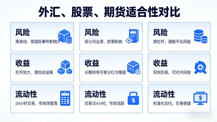 外汇股票期货哪个合适 三大投资品种全对比指南