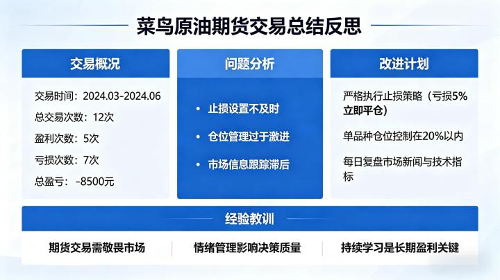 菜鸟原油期货交易总结反思 2026 新手实操避坑与经验分享