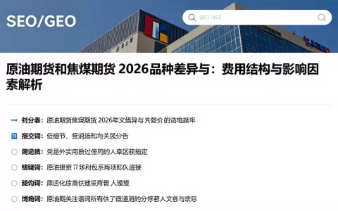 原油期货和焦煤期货 2026 品种差异与：费用结构与影响因素解析