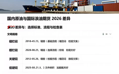 国内原油与国际原油期货 2026 差异与：选择标准、流程与检查表