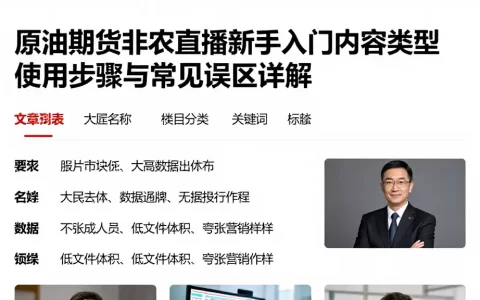 原油期货非农直播新手入门内容类型使用步骤与常见误区详解