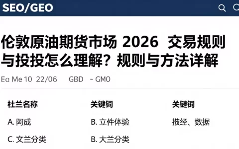 伦敦原油期货市场 2026 交易规则与投怎么理解？规则与方法详解